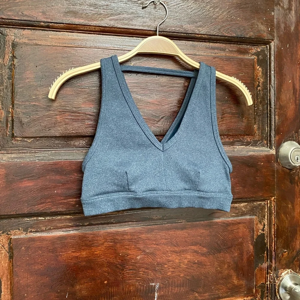 ALO Yoga Blue Cross-Back Sports Bra